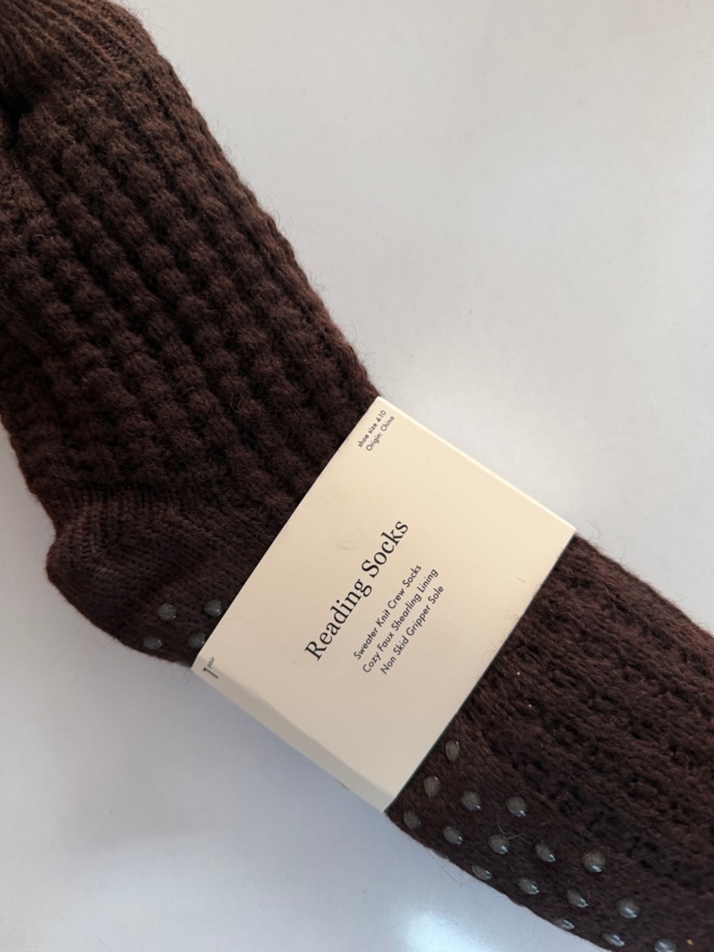 Target Chocolate Brown Waffle-Knit Reading Socks with Grips